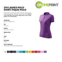 Custom Printed Promotional White Polo Shirts 210 specification- www.ontimeprint.co.uk