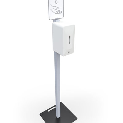 Free automatic standing hand sanitiser dispenser, aluminium stand, steel foot, free UK delivery. www.ontimeprint.co.uk