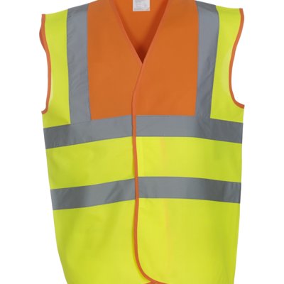 Personalised Two colour hi-vis vest, yellow orange, www.ontimeprint.co.uk
