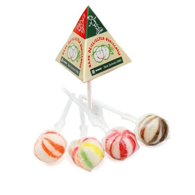 Custom printed pyramid lollipops, www.ontimeprint.co.uk