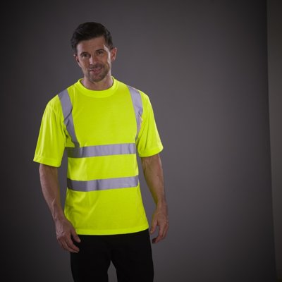 Personalised yellow Hi-Vis t-shirt with logo, www.ontimeprint.co.uk