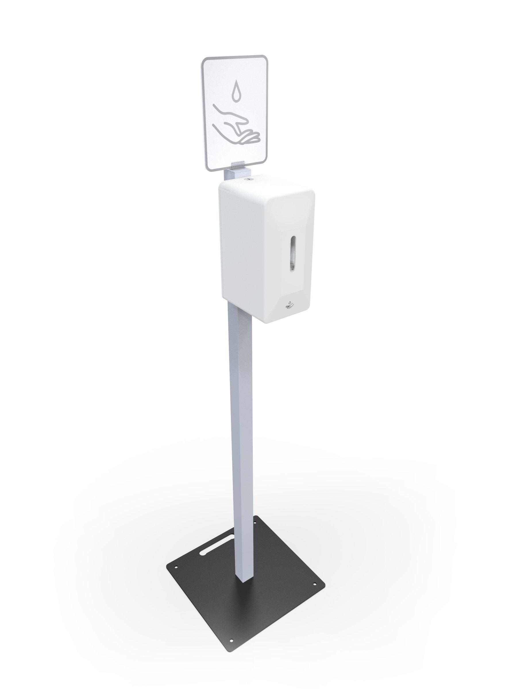 Free automatic standing hand sanitiser dispenser, aluminium stand, steel foot, free UK delivery. www.ontimeprint.co.uk