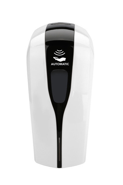 Meteor Antibacterial Hand Sanitiser Dispenser with printed stand. www.ontimeprint.co.uk