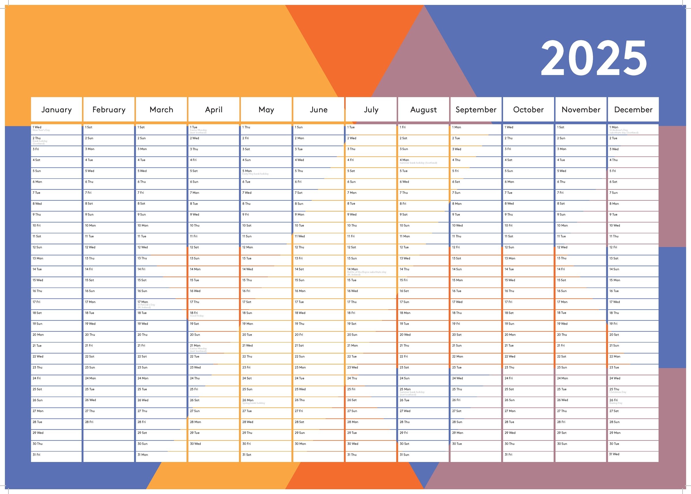 A1, A0 wall planner, ready to print