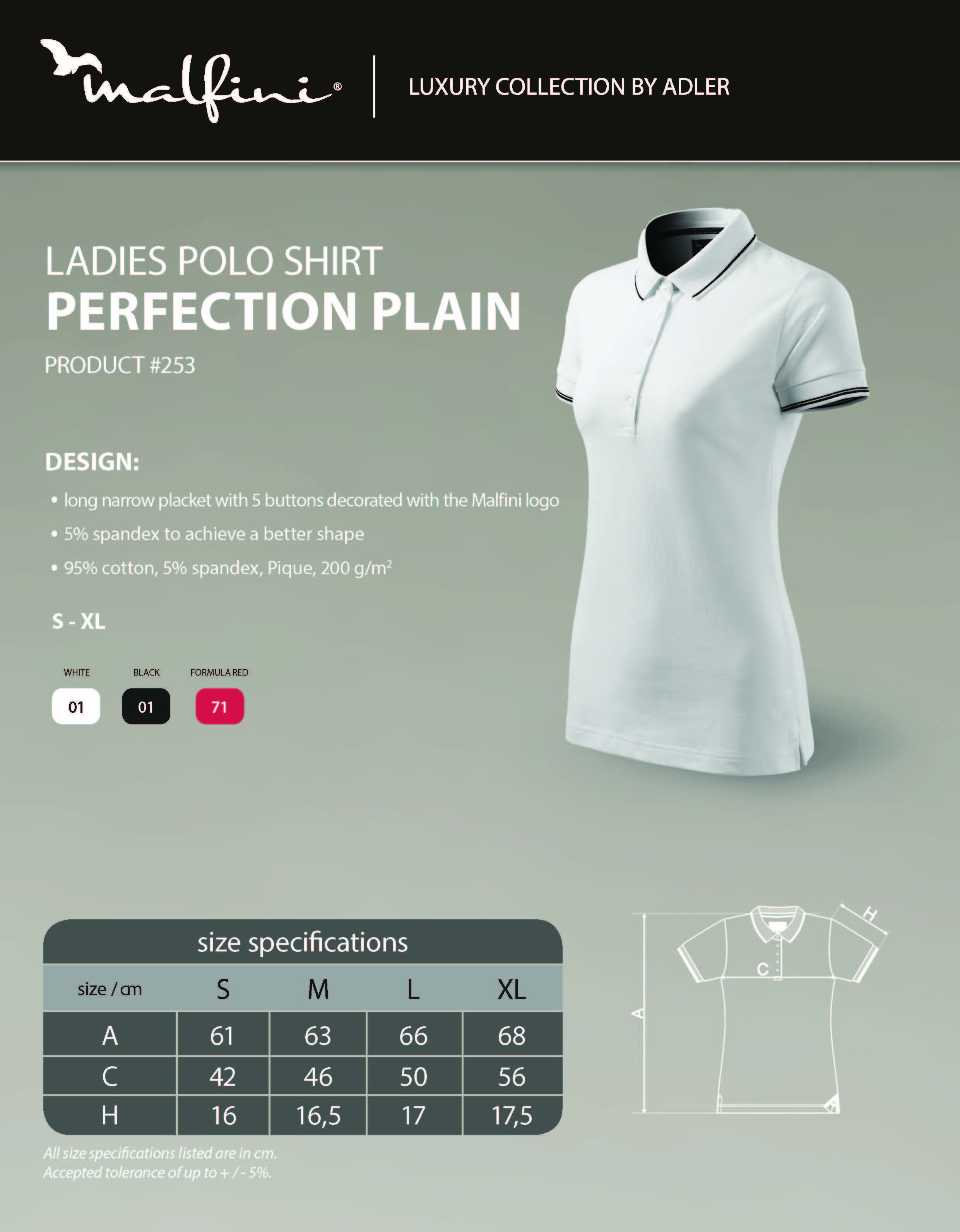 Custom Printed Promotional White Polo Shirts 253 size guide- www.ontimeprint.co.uk